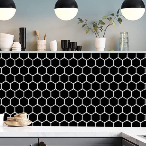 WOTILE hexagon peel and stick wall tile, blue